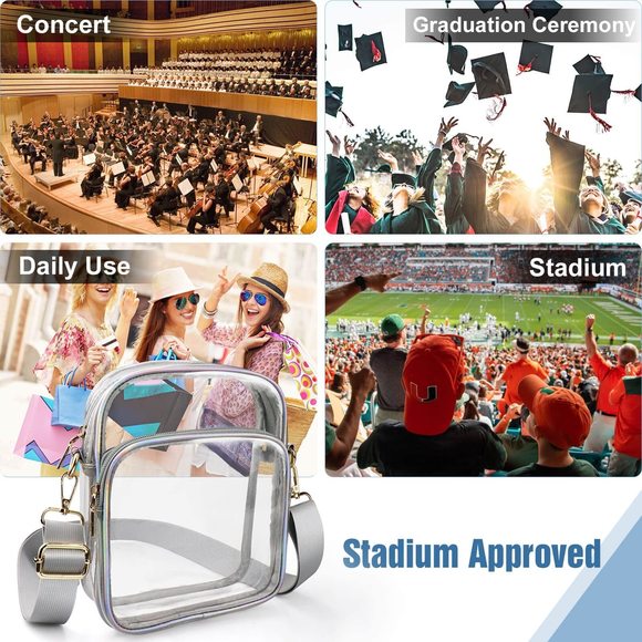 Clear Purse Tpu Clear Bag Stadium Aroved Transparent Crossbody Bag :| - Picture 6 of 7